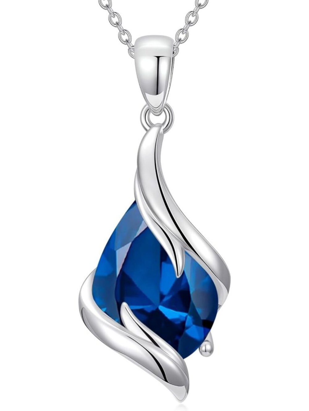 Elegant Teardrop Birthstone Necklace in 925 Sterling Silver - Perfect Gift for